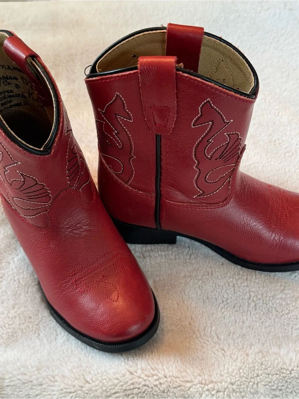 Masterson Boot Company Toddlers Red Western Leather Cowgirl Boots
